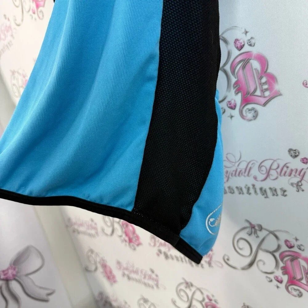 Castelli shirt polo style aqua Blue and black stretchy half zip Cycling Jersey